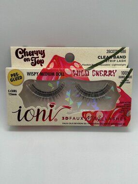IONI Cherry on Top Wild Cherry PRE-GLUED 3D Faux Mink Lashes Wispy Medium Doll